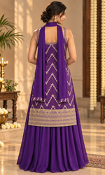 Purple Embroidered Palazzo Set