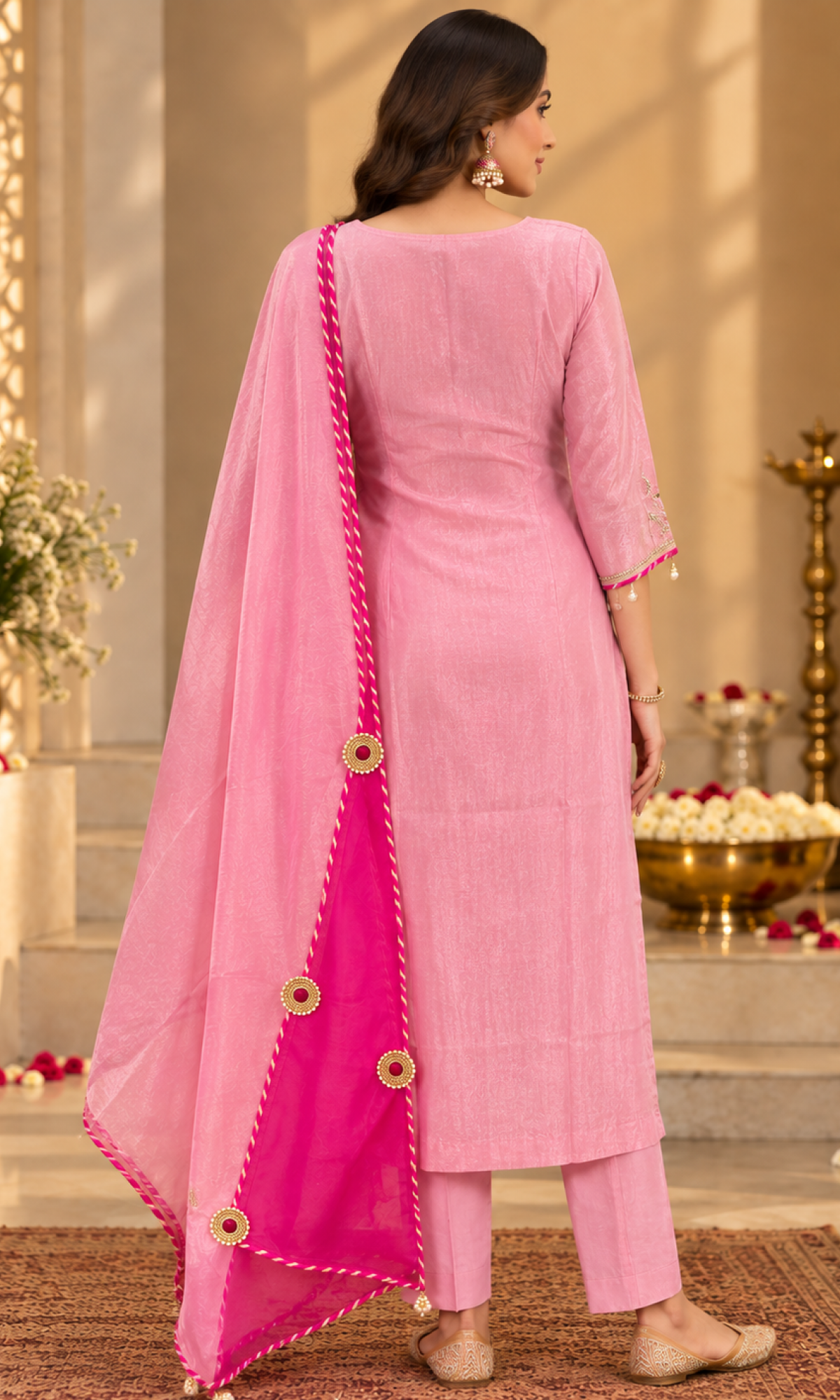 Pink Embroidered Kurta Set