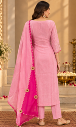 Pink Embroidered Kurta Set