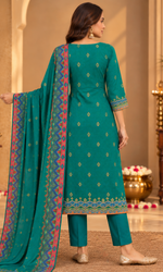 Teal Printed Kurta Set