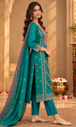 Teal Printed Kurta Set