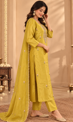 Mustard Embroidered Kurta Set