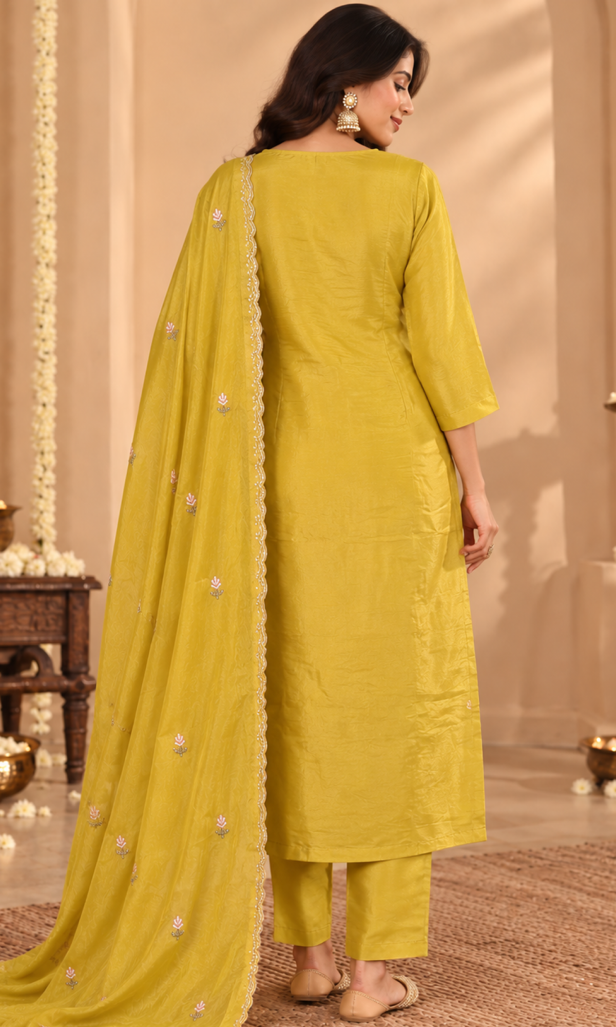 Mustard Embroidered Kurta Set