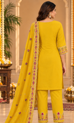 Yellow Floral Embroidered Kurta Set