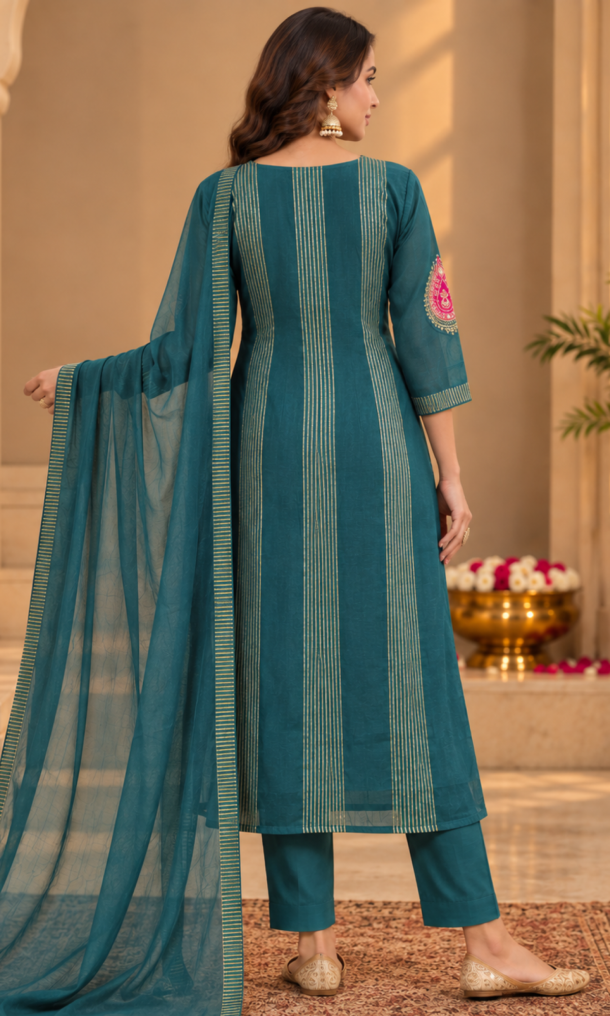 Teal Embroidered Salwar Suit