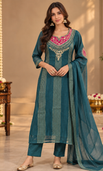 Teal Embroidered Salwar Suit