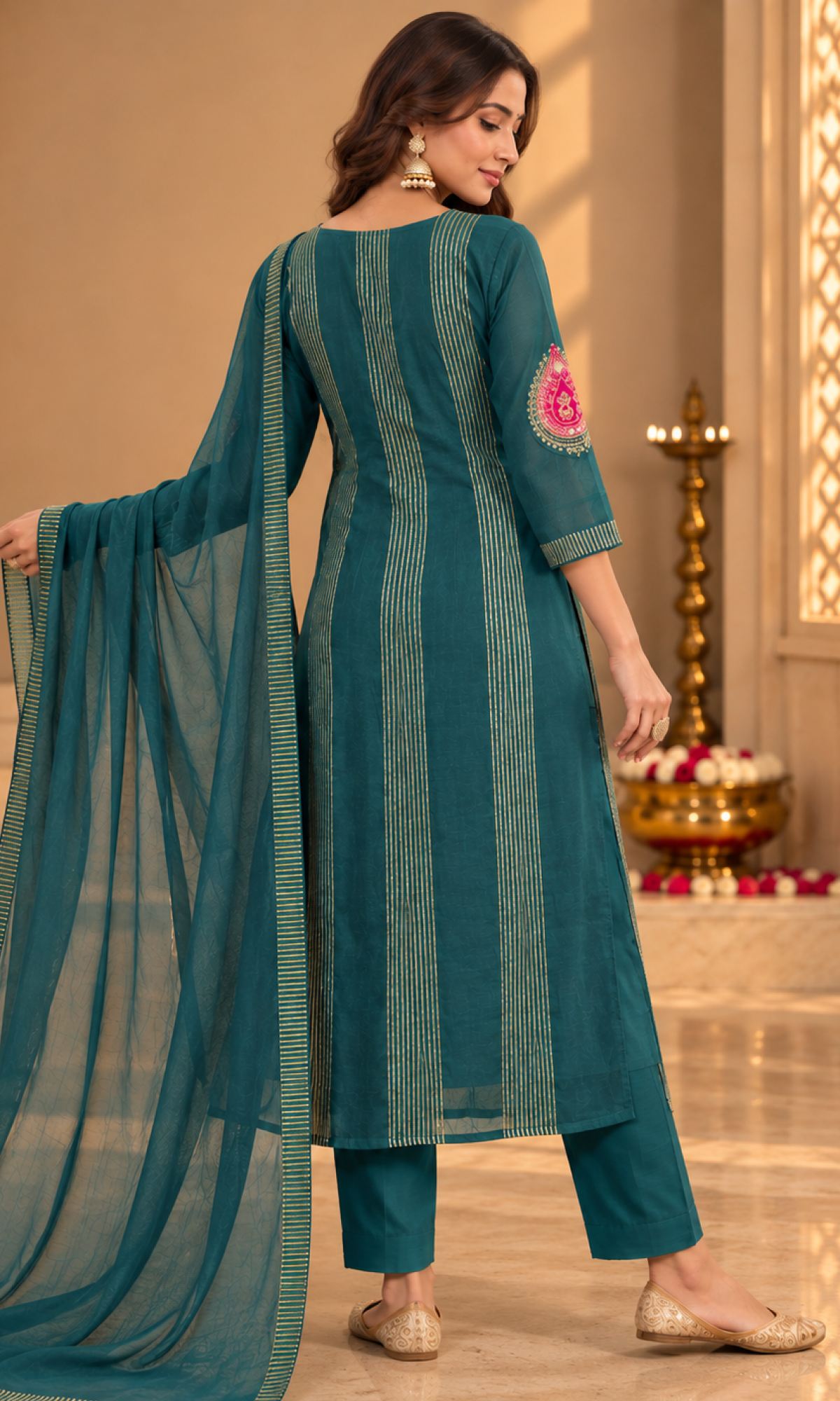 Teal Embroidered Salwar Suit