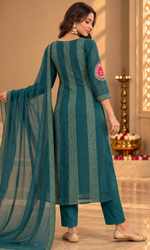 Teal Embroidered Salwar Suit