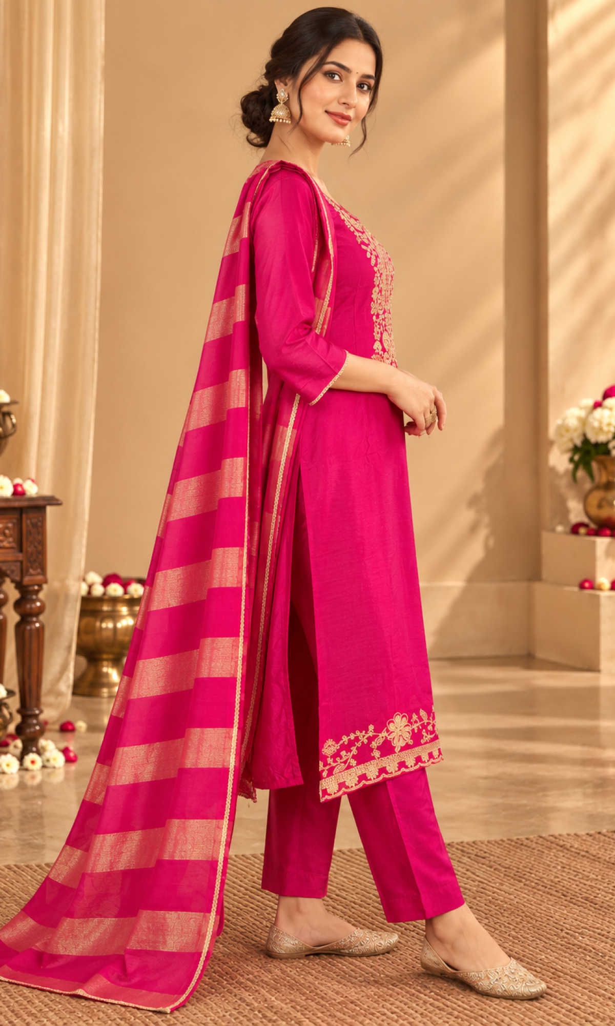 Pink Embroidered Kurta Set