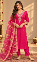 Pink Embroiderd Kurta Set