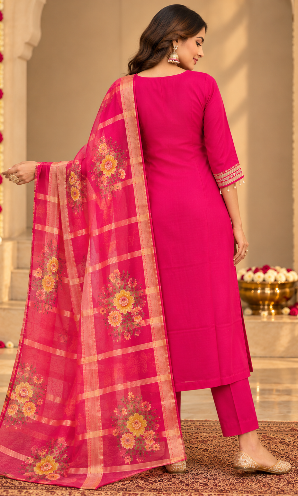 Pink Embroiderd Kurta Set