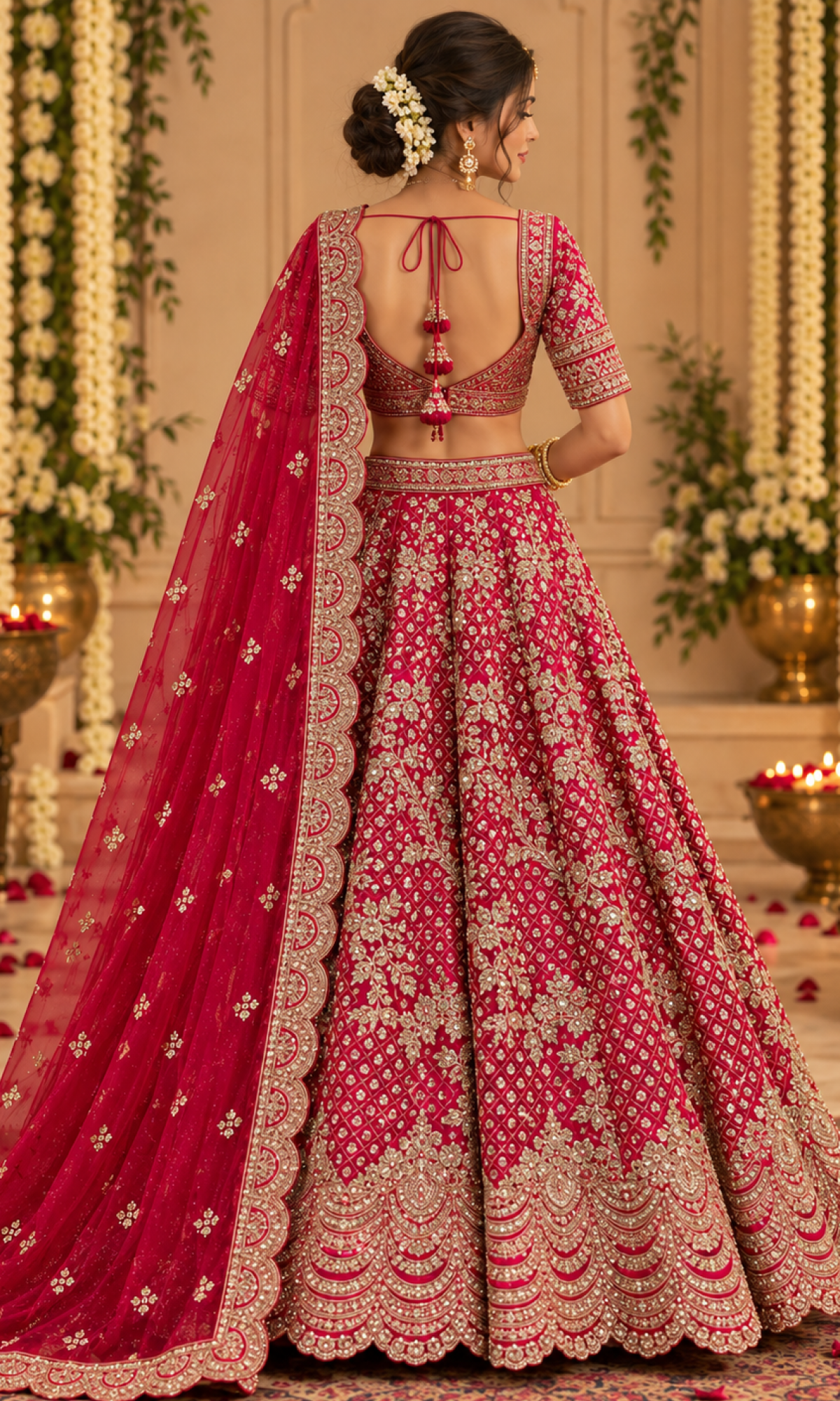 Red Embroidered Bridal Lehenga