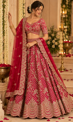 Red Embroidered Bridal Lehenga