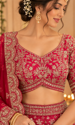 Red Embroidered Bridal Lehenga