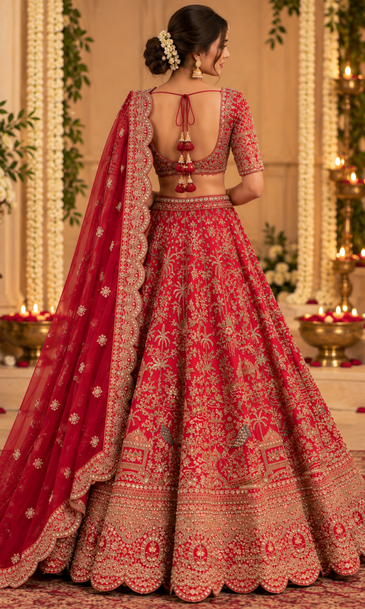 Bridal Red Embroidered Lehenga