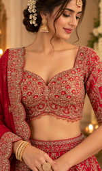 Bridal Red Embroidered Lehenga