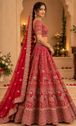 Bridal Red Embroidered Lehenga