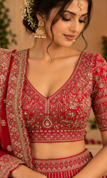 Bridal Red Embroidered Lehenga