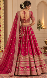 Red Bridal Floral Embroidered Lehenga