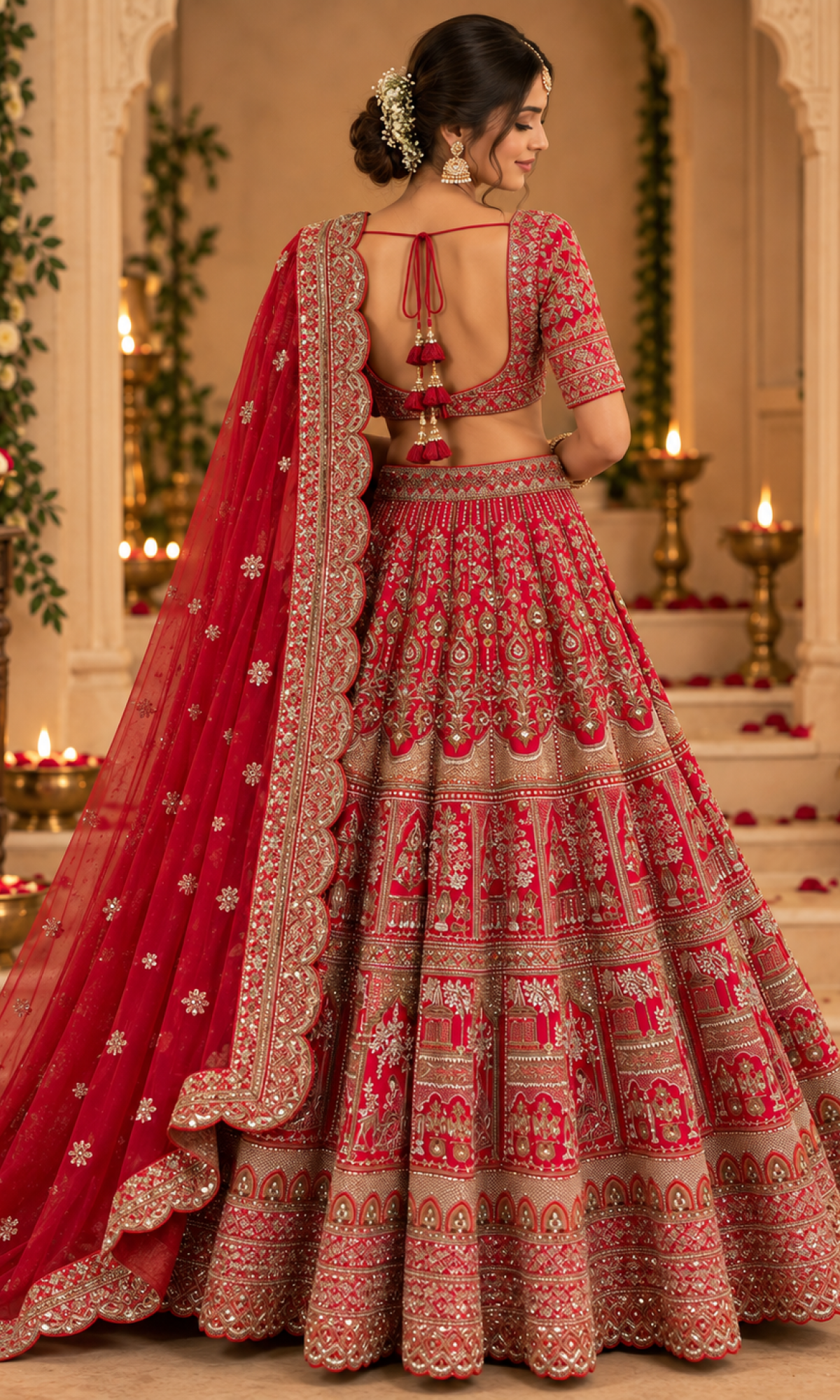 Bridal Red Embroidered Lehenga
