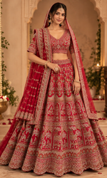 Bridal Red Embroidered Lehenga