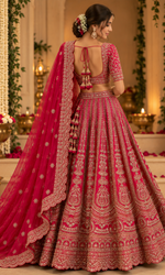 Red Sequence Embroidered Bridal Lehenga