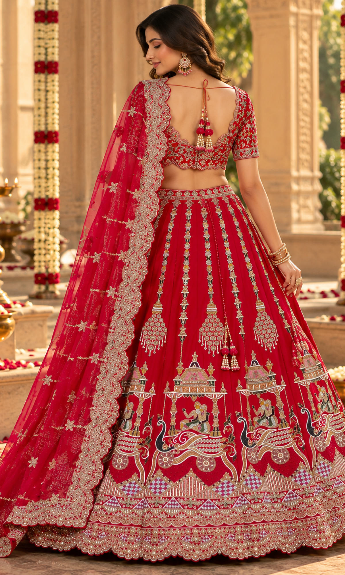 Bridal Red Embroidered Lehenga