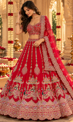 Bridal Red Embroidered Lehenga