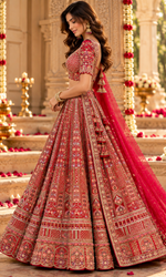 Red Embroidered Bridal Lehenga