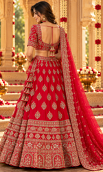 Red Bridal Embroidered Lehenga