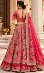 Red Embroiderd Bridal Lehenga With Dupatta