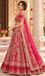 Red Embroiderd Bridal Lehenga With Dupatta