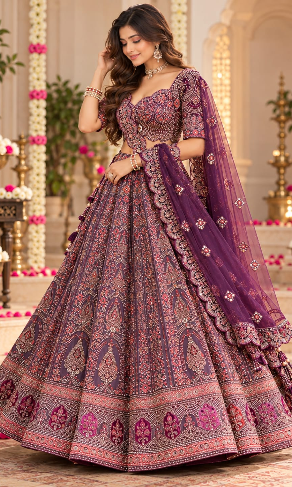 Bridal Purple Embroidered Lehenga