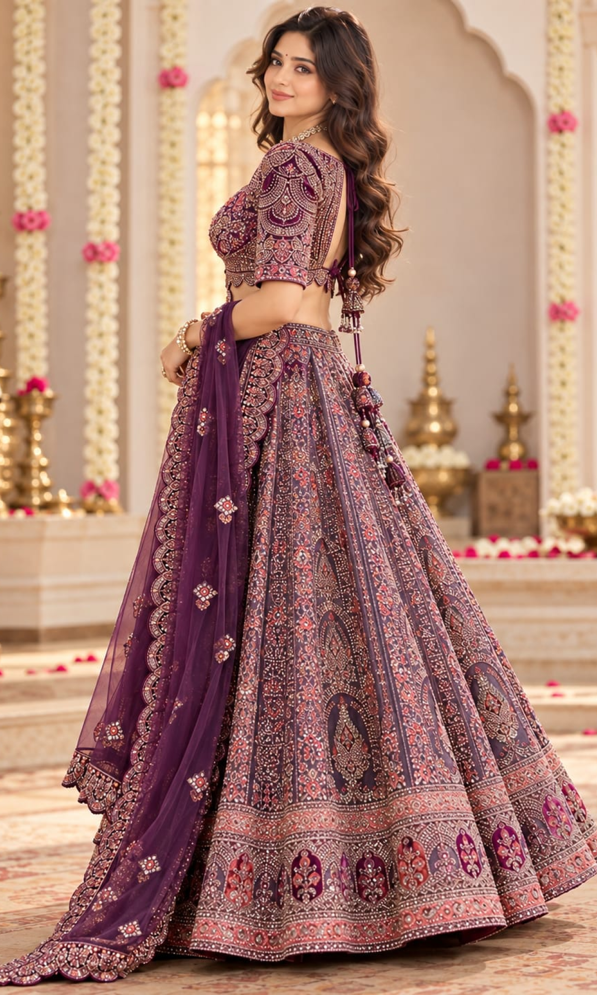 Bridal Purple Embroidered Lehenga