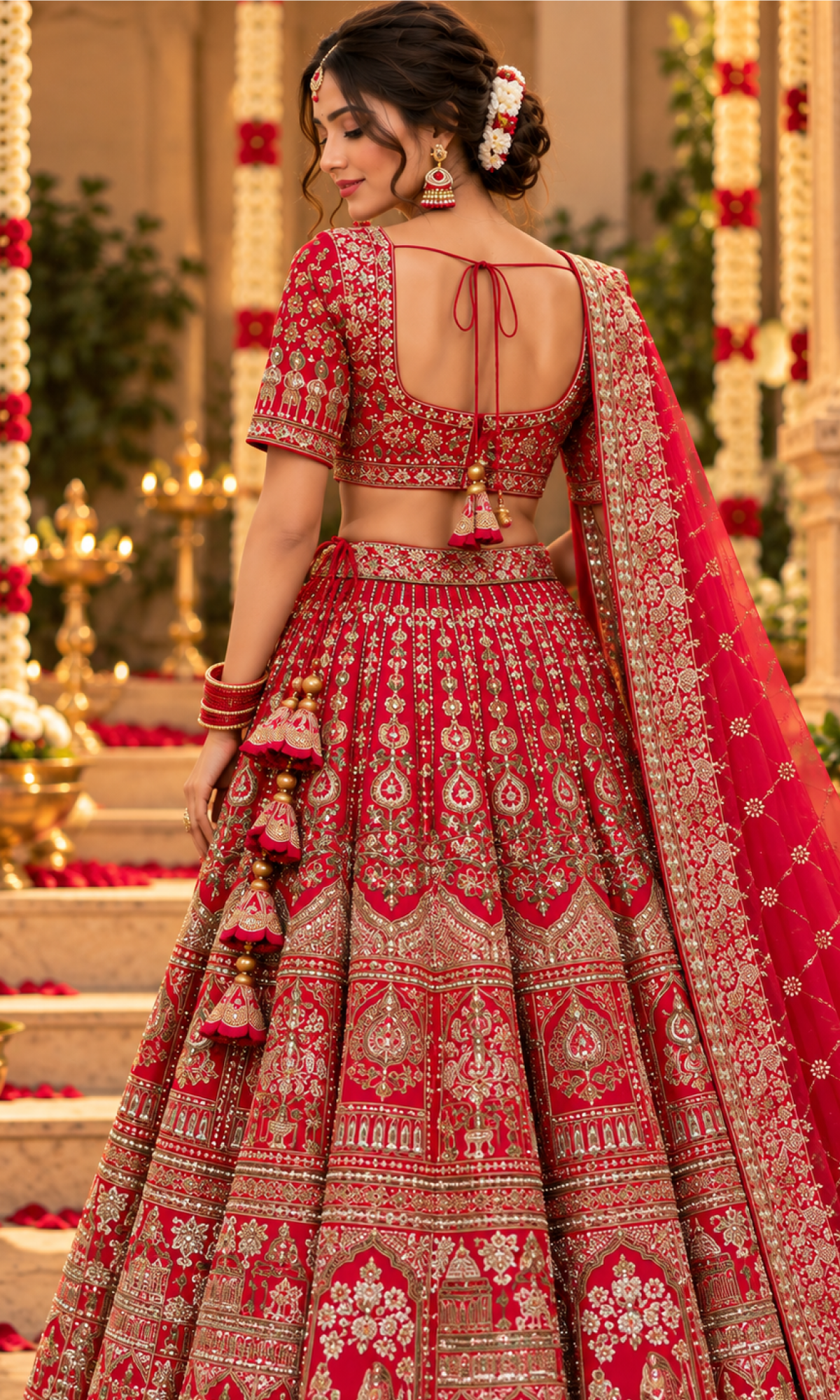 Red Embroidered Bridal Lehenga