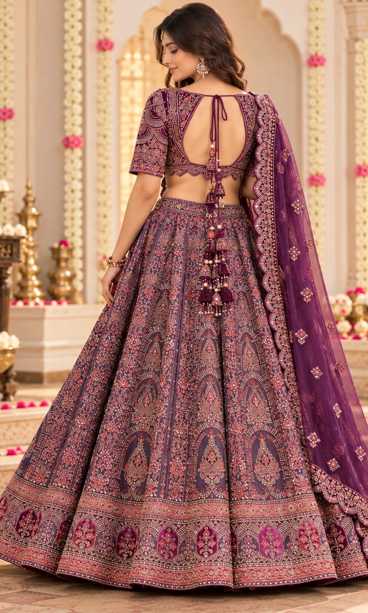 Bridal Purple Embroidered Lehenga