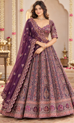 Bridal Purple Embroidered Lehenga