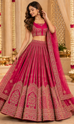 Bridal Pink Embroidered Lehenga With Stitched Blouse