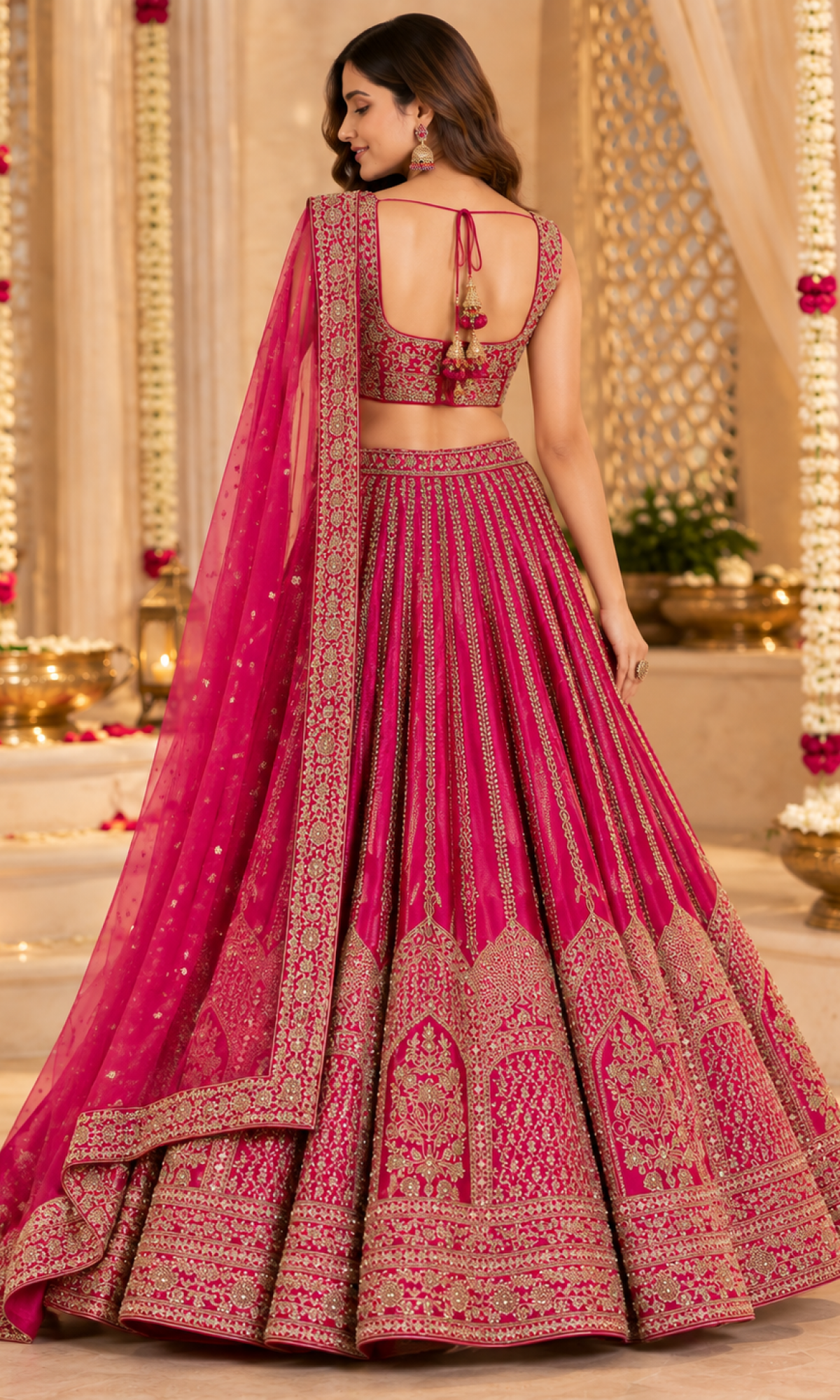 Bridal Pink Embroidered Lehenga With Stitched Blouse