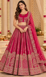Bridal Pink Embroidered Lehenga With Stitched Blouse
