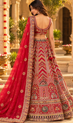 Red Bridal Embroidered Lehenga