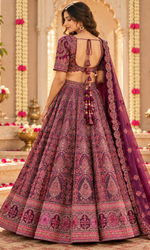 Wine Bridal Embroidered Lehenga