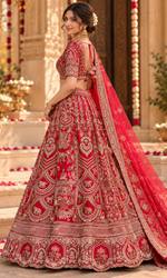Red Bridal Embroidered Lhenga