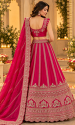 Pink Embroidered Bridal Lehenga With Unstitched Blouse