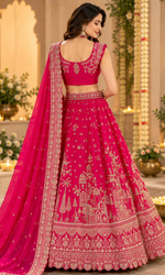 Pink Bridal Embroidered Lehenga With Unstitched Blouse