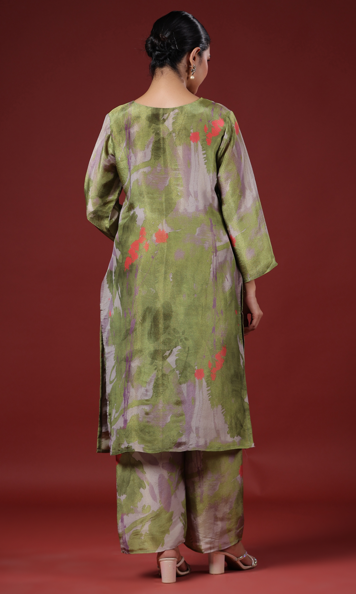 Green Semi Crepe Floral Printed Co-ord Set