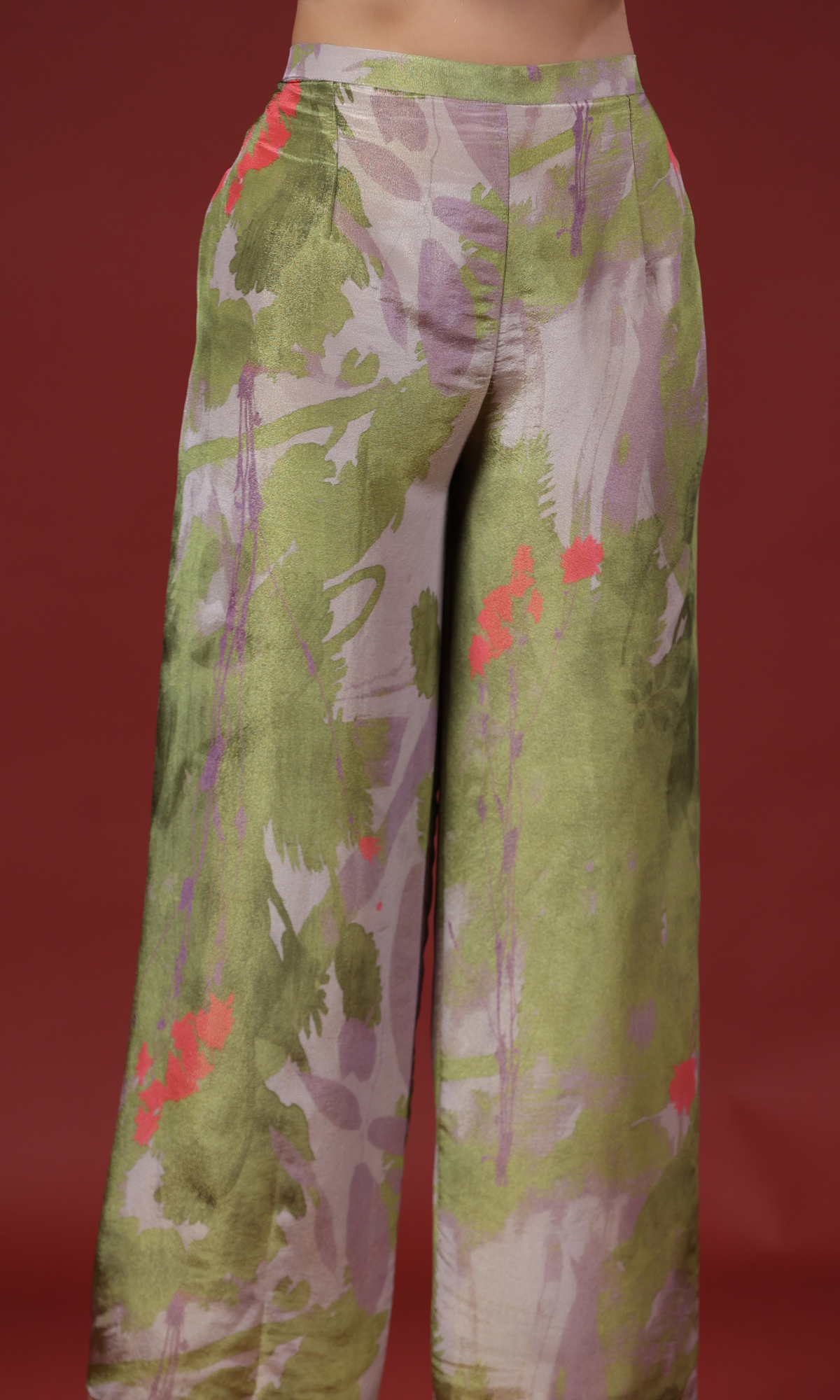 Green Semi Crepe Floral Printed Co-ord Set