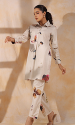 Grey Semi Cotton Printed Co-ord Set