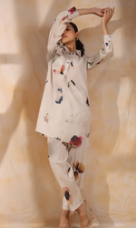 Grey Semi Cotton Printed Co-ord Set