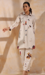 Grey Semi Cotton Printed Co-ord Set